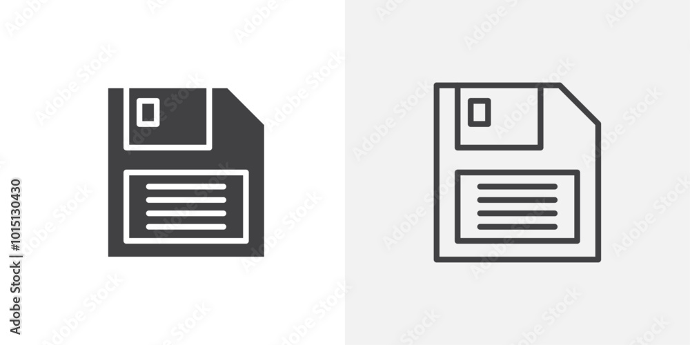 Aufkleber floppy disk icon vector icon set in black and white color.