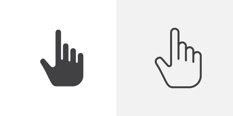 Hand pointer icon vector icon set in black and white color.