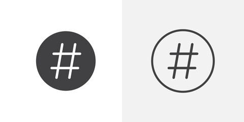 Hashtag icon vector icon set in black and white color.