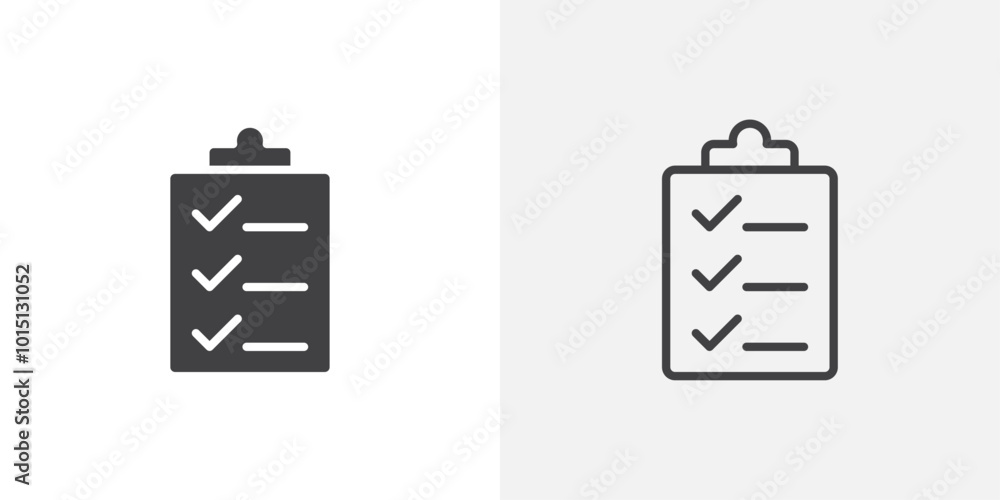 Poster list icon vector icon set in black and white color.