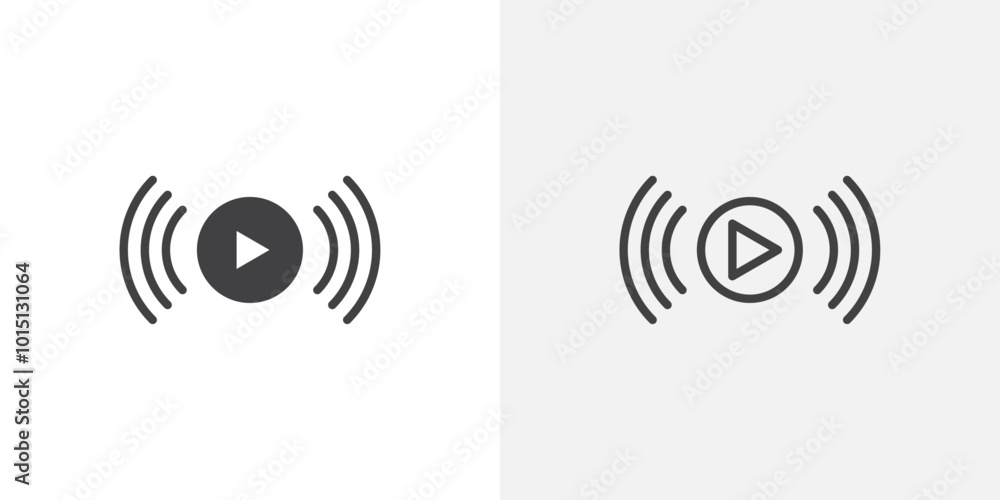 Poster live streaming icon vector icon set in black and white color.