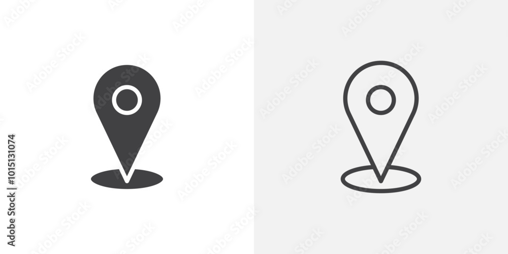 Poster located icon vector icon set in black and white color.