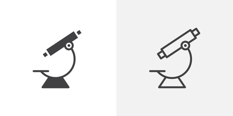 Microscope icon vector icon set in black and white color.