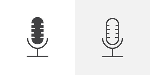 Microphone icon vector icon set in black and white color.