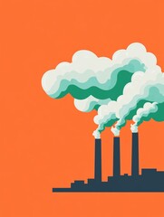 Obraz premium Minimalist of Smoke from Factory Chimneys Polluting the Sky
