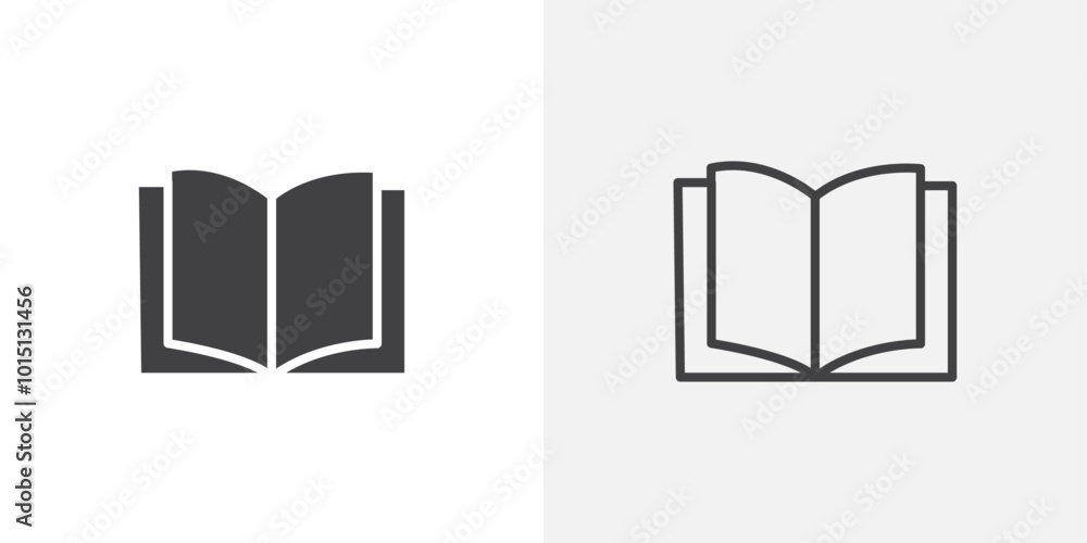 Poster open book icon vector icon set in black and white color.