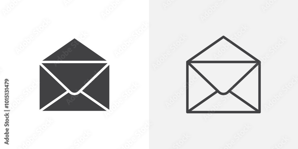 Poster Open envelope icon vector icon set in black and white color.