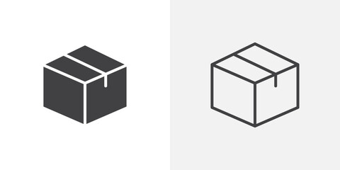 Package icon vector icon set in black and white color.