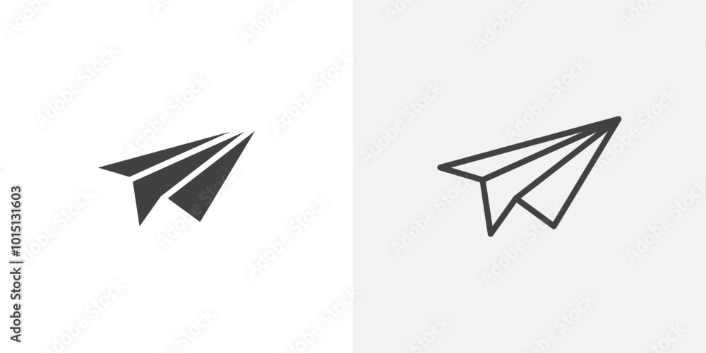 Poster paper plane icon vector icon set in black and white color.