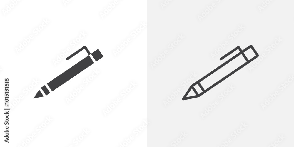 Poster pen icon vector icon set in black and white color.