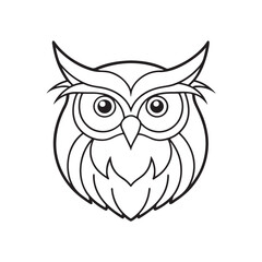 Night Owl bird face Vector Illustration isolated on white background.