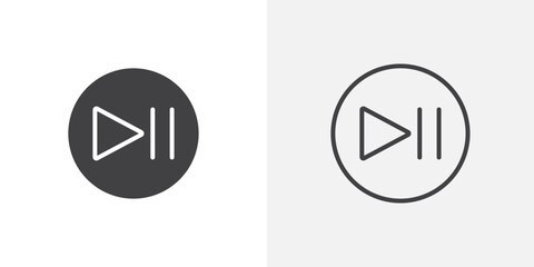 Play pause icon vector icon set in black and white color.