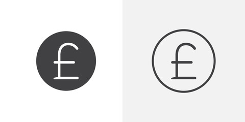 Pound icon vector icon set in black and white color.