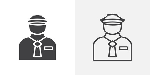 Police icon vector icon set in black and white color.
