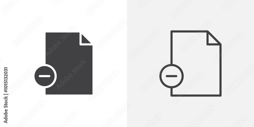 Poster remove file icon vector icon set in black and white color.