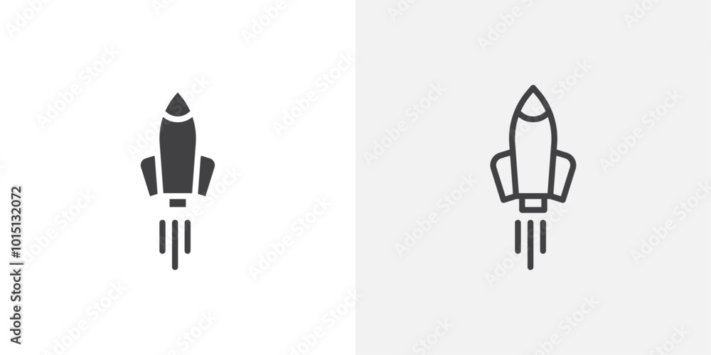 Poster rocket icon vector icon set in black and white color.