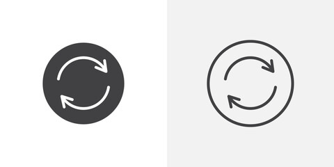 Repeat icon vector icon set in black and white color.