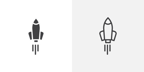 Rocket icon vector icon set in black and white color.