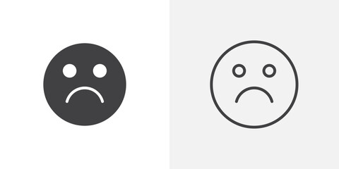 Fototapeta premium Sad icon vector icon set in black and white color.