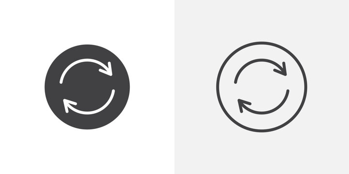 Repeat icon vector icon set in black and white color.
