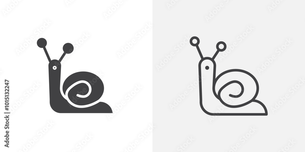 Poster snail icon vector icon set in black and white color.