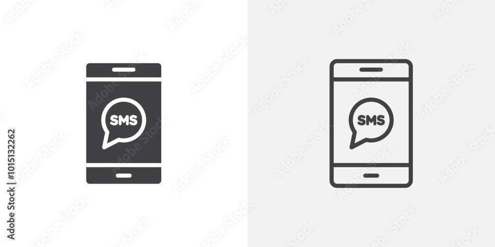 Poster sms icon vector icon set in black and white color.