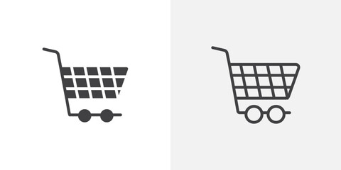 Shopping basket icon vector icon set in black and white color.