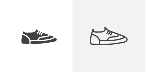 Shoes icon vector icon set in black and white color.