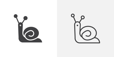 Snail icon vector icon set in black and white color.