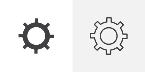 Settings icon vector icon set in black and white color.
