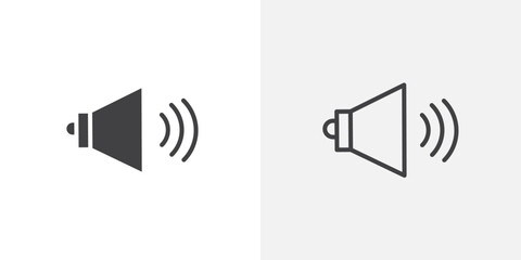 Speaker icon vector icon set in black and white color.