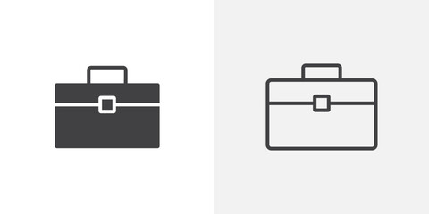 Suitcase icon vector icon set in black and white color.