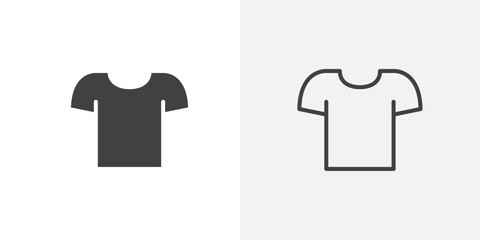 T shirt icon vector icon set in black and white color.