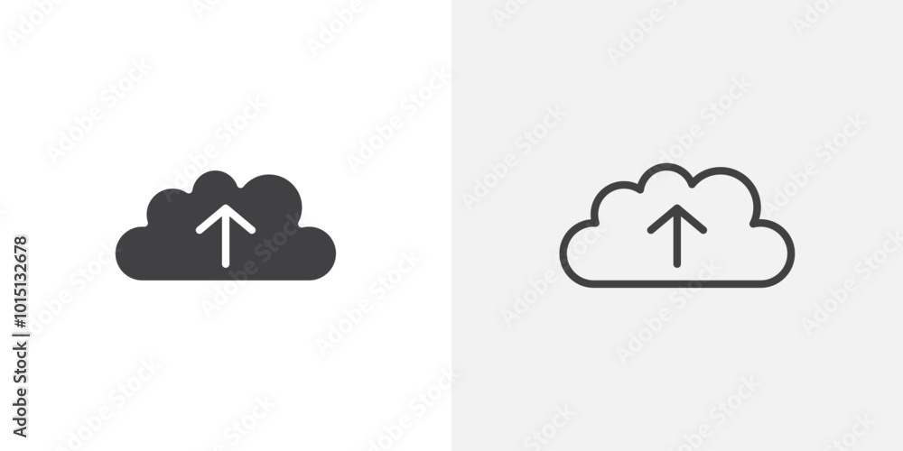 Poster Upload to Cloud icon vector icon set in black and white color.