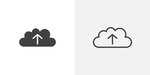Upload to Cloud icon vector icon set in black and white color.