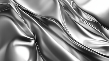 Smooth silver metal texture with flowing liquid-like folds, elegant metallic background for modern design concepts.