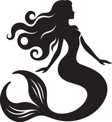 Beautiful Mermaid Silhouette illustration isolated on a white background