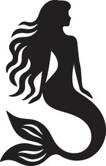 Beautiful Mermaid Silhouette illustration isolated on a white background