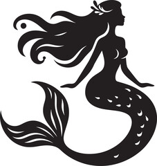 Beautiful Mermaid Silhouette illustration isolated on a white background