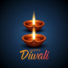 Fototapeta premium happy diwali festival celebration with bright and colorful diya lamp background banner illustrations
