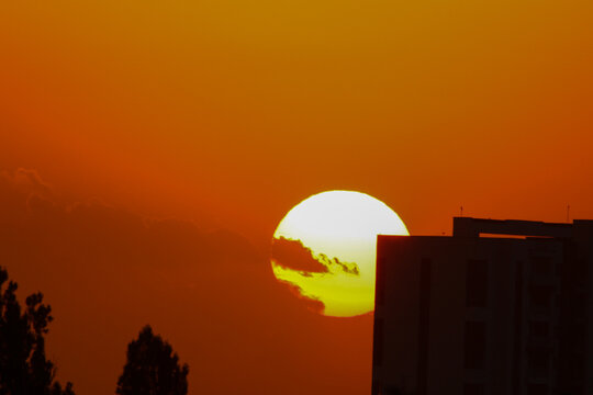 beautiful sunset in the city