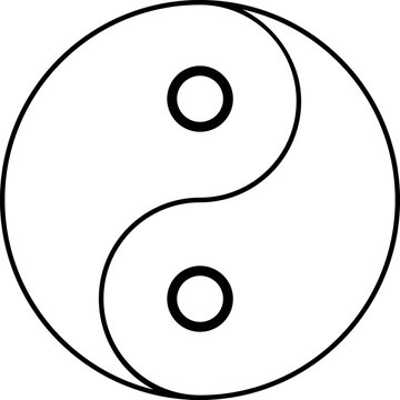 recommend clip art: Yin and Yang. Outlined esoteric symbol of harmony and balance. Feng shui. Black line icon. Isolated contoured taoism sign on white background.