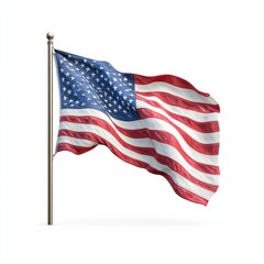 Vivid and Colorful Cartoon American Flag Design Isolated on White Background