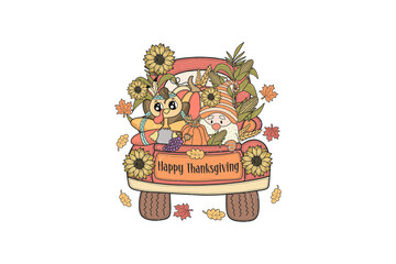 Happy thanksgiving, Retro Thanksgiving Sublimation design