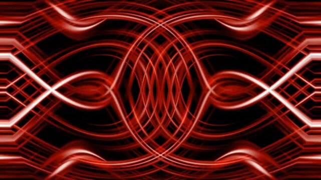 red waves line animate fast on black background. video footage. 4k