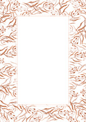 Hand drawn watercolor dried autumn seed crop flowers frame border isolated on white background. Can be used for post card, invitation, book cover and other printed products.