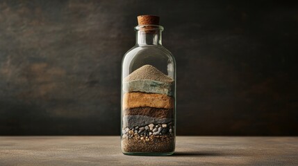Layers of Earthy Materials in a Glass Bottle