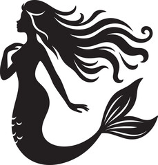 Beautiful Mermaid Silhouette illustration isolated on a white background