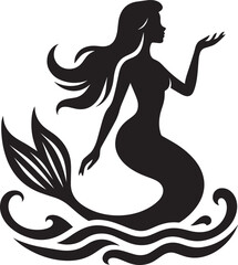 Beautiful Mermaid Silhouette illustration isolated on a white background