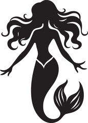 Beautiful Mermaid Silhouette illustration isolated on a white background